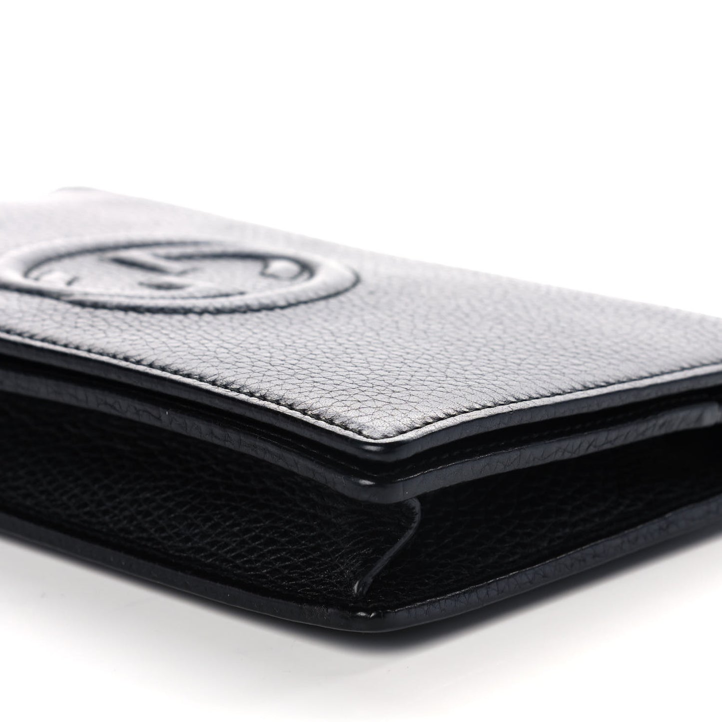 Pebbled Calfskin Soho Wallet on Chain Black