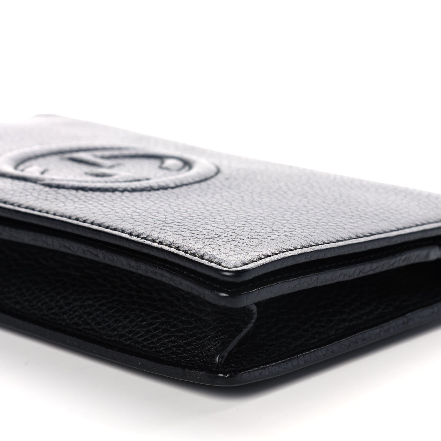 Gucci Pebbled Calfskin Soho Wallet on Chain Black 9 of 9