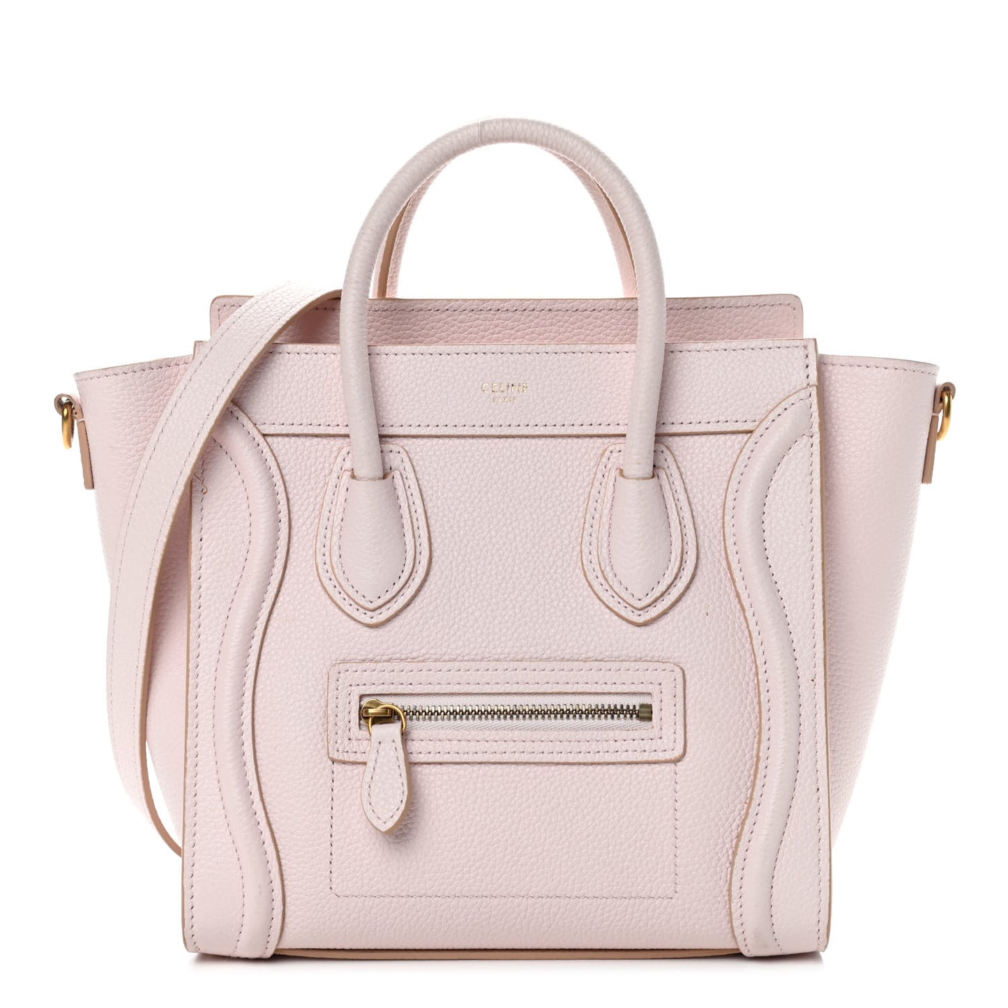 Drummed Calfskin Nano Luggage Pale Pink