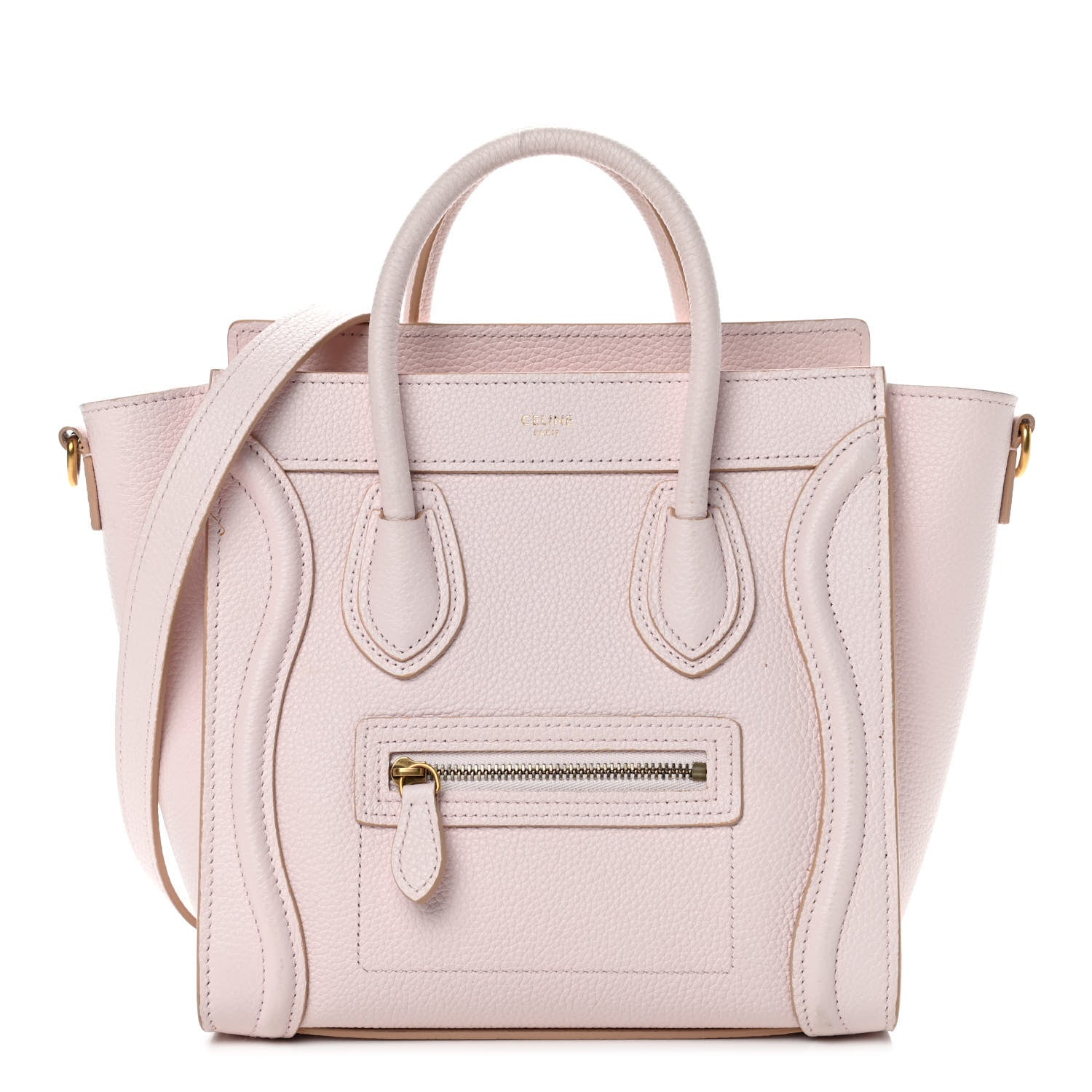 Celine Drummed Calfskin Nano Luggage Pale Pink 1 of 7