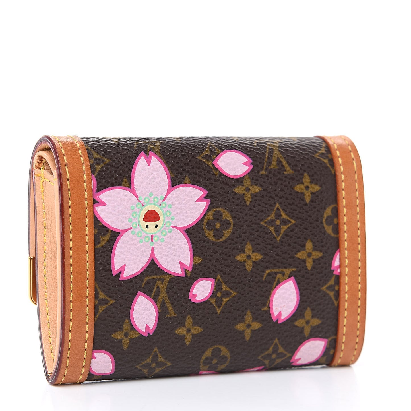Monogram Cherry Blossom Porte-Monnaie Plat Coin Purse Brown