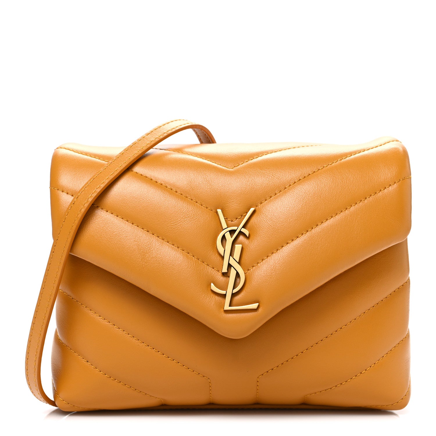Saint Laurent Calfskin Y Quilted Monogram Toy Loulou Crossbody Bag Cheddar 1 of 12