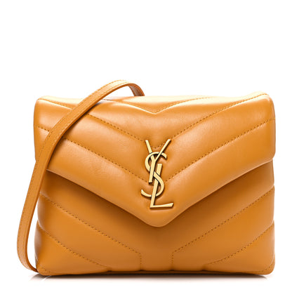 Saint Laurent Calfskin Y Quilted Monogram Toy Loulou Crossbody Bag Cheddar 1 of 12