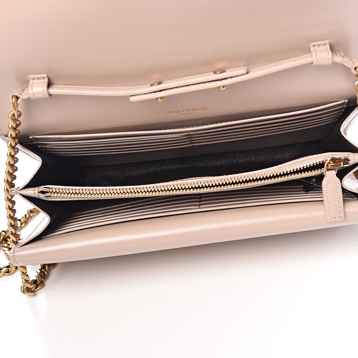 Saint Laurent Smooth Calfskin Sulpice Monogram Chain Wallet Light Natural 5 of 11