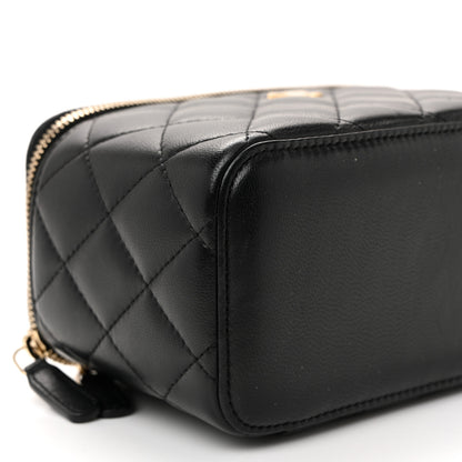 Chanel Lambskin Quilted Pearl Crush Small Vanity Case With Chain Black 9 of 10