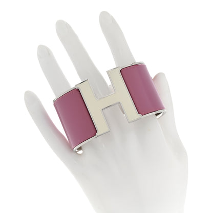 Hermes Enamel Extra Wide Clic Clac H Bracelet GM White Rose Velours 2 of 6