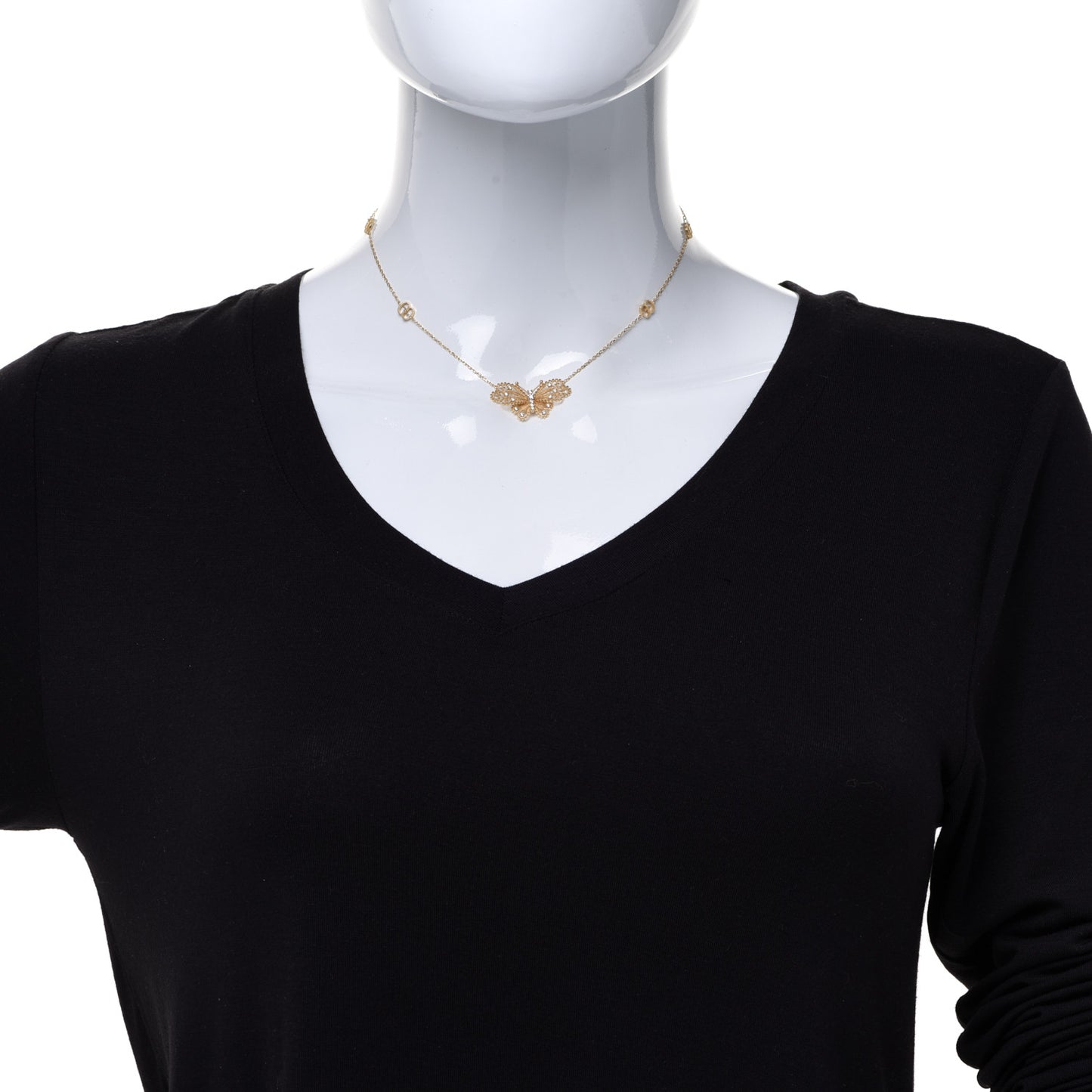 18K Yellow Gold Diamond Le Marche Des Merveilles Butterfly Necklace