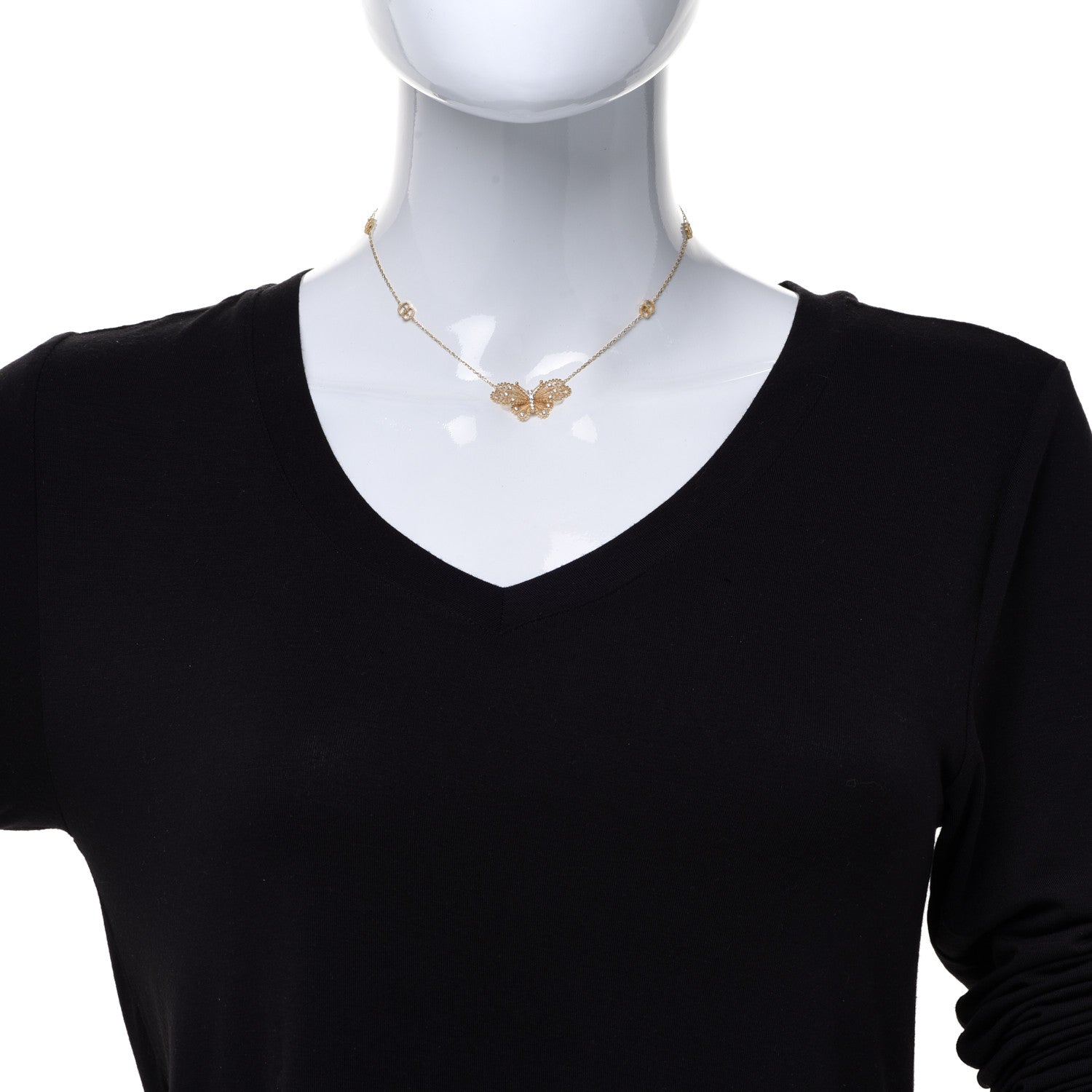 Gucci 18K Yellow Gold Diamond Le Marche Des Merveilles Butterfly Necklace 2 of 6