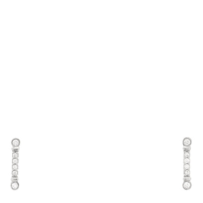 Tiffany Platinum Diamond Fleur de Lis Key Bar Earrings 1 of 5