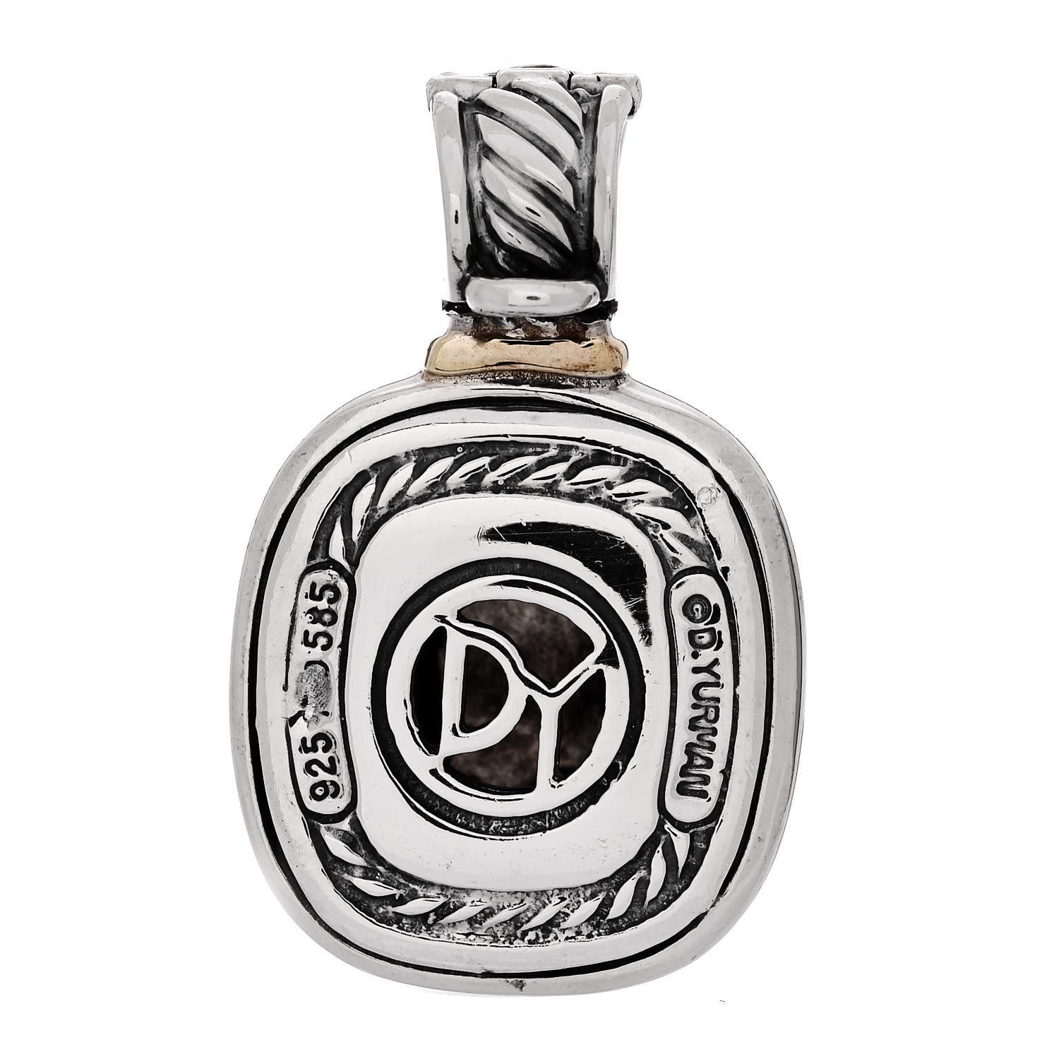 David Yurman Sterling Silver 14K Gold Dome 12mm Albion Enhancer Pendant 3 of 4