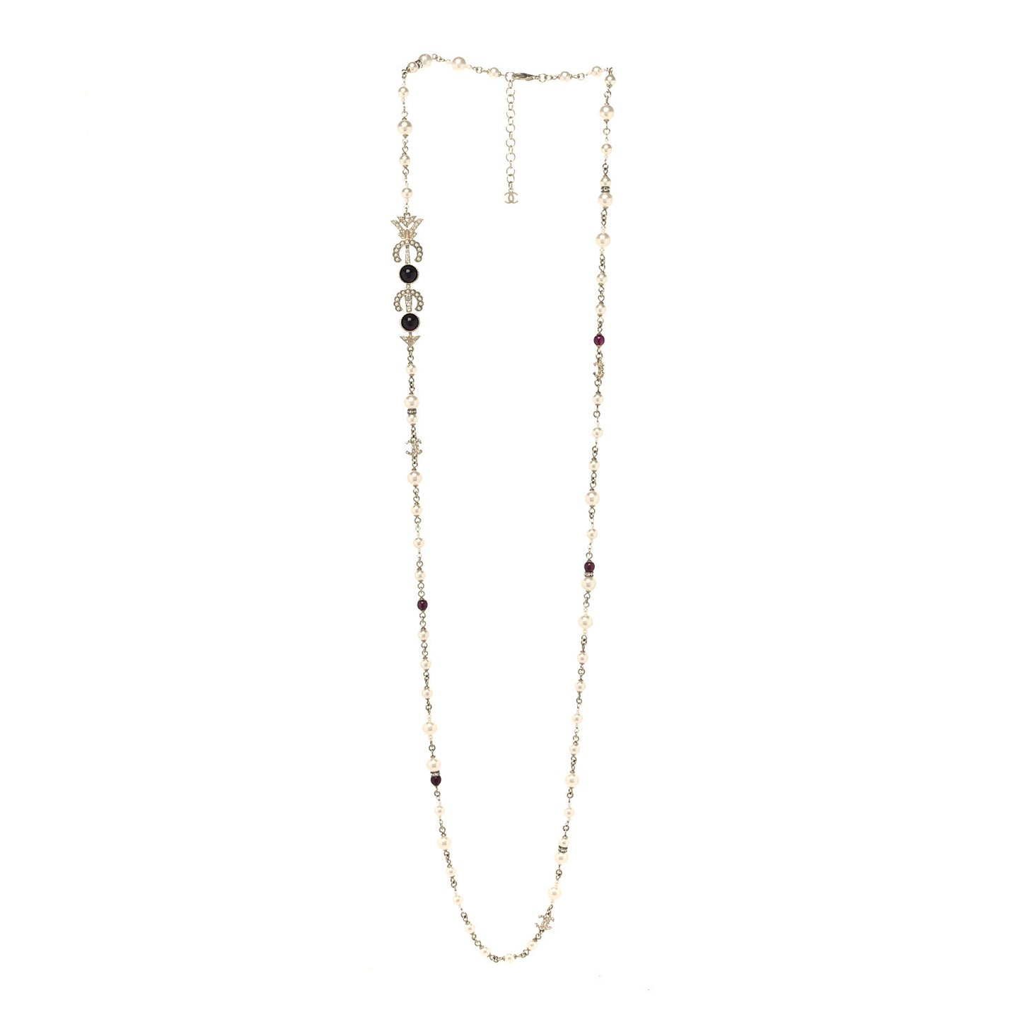 Pearl Crystal Queen of France Multi Strand Necklace Gold Red
