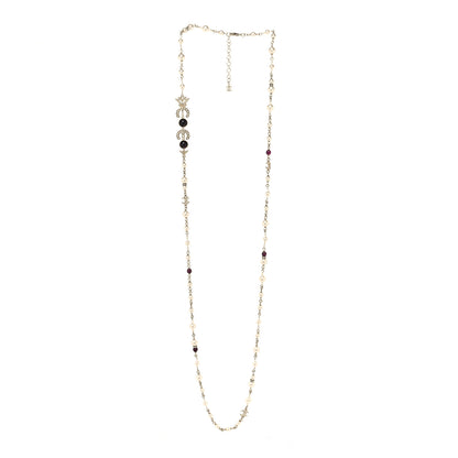 Chanel Pearl Crystal Queen of France Multi Strand Necklace Gold Red 3 of 5