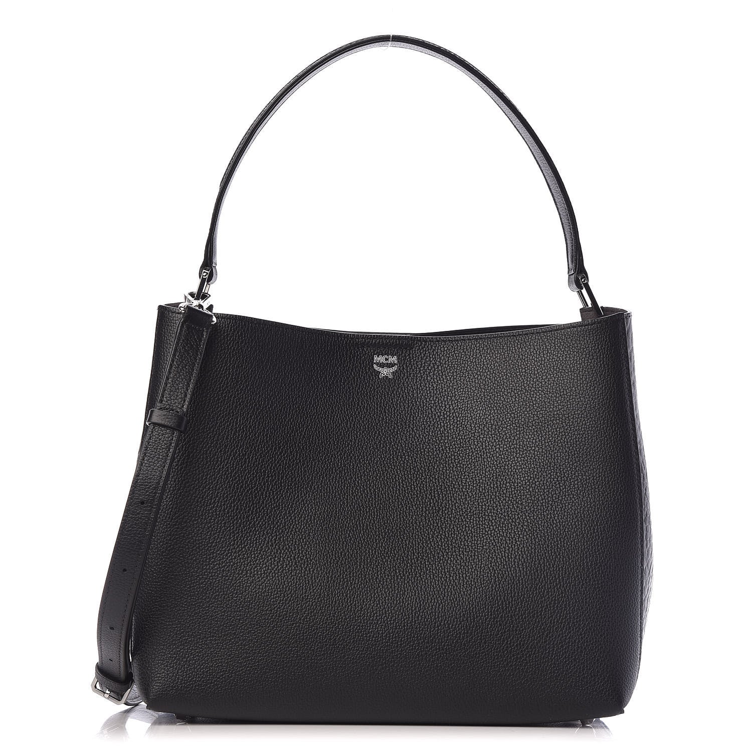 MCM Grained Calfskin Visetos Medium Sarah Hobo Black 1 of 9