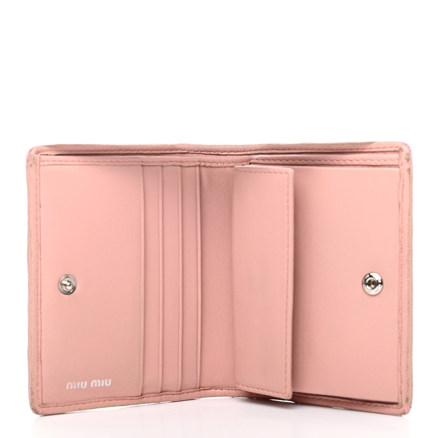Nappa Matelasse Crystal Pearl Logo Compact Wallet Orchidea