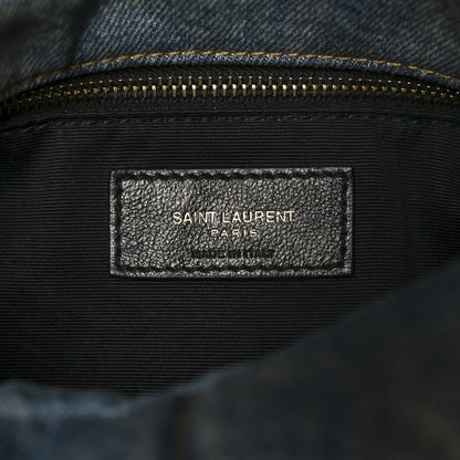 Saint Laurent Denim Quilted Loulou Puffer Monogram Chain Satchel Blue Cinnamon 6 of 10