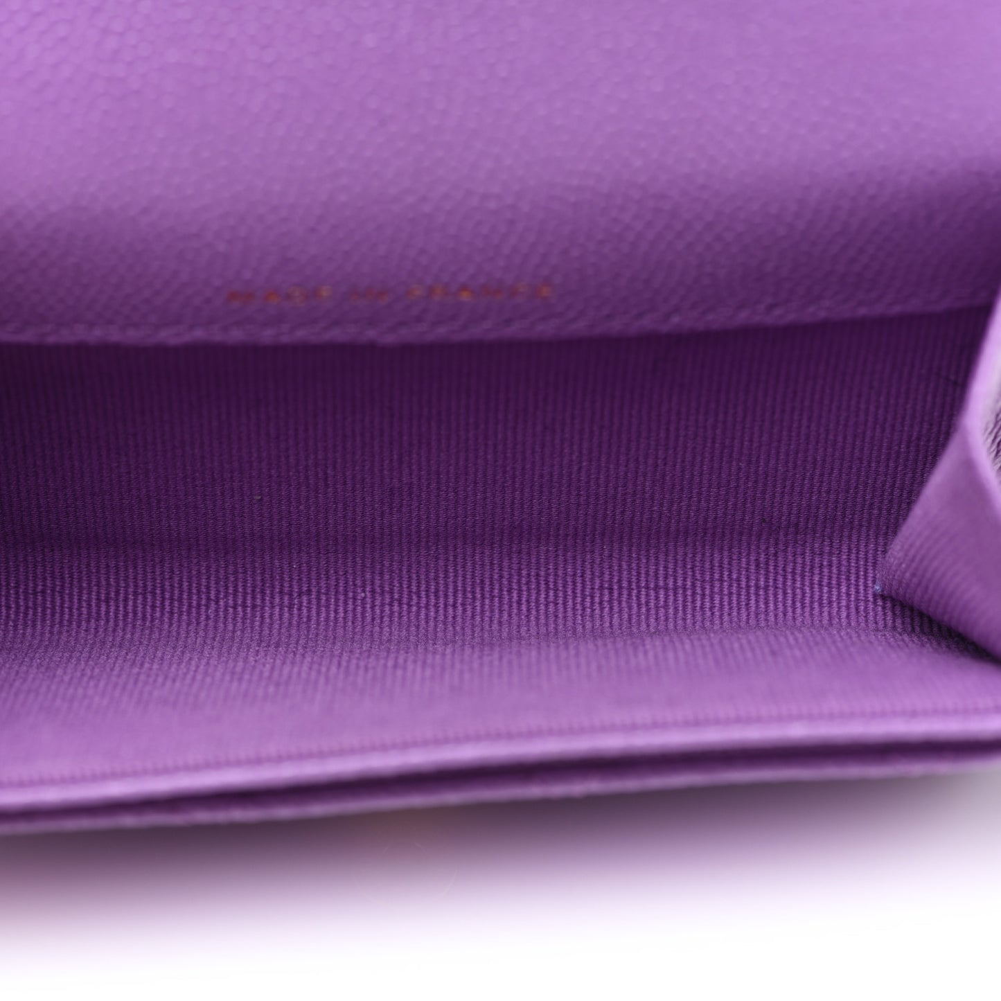 Caviar Quilted Flap Card Holder Wallet Purple