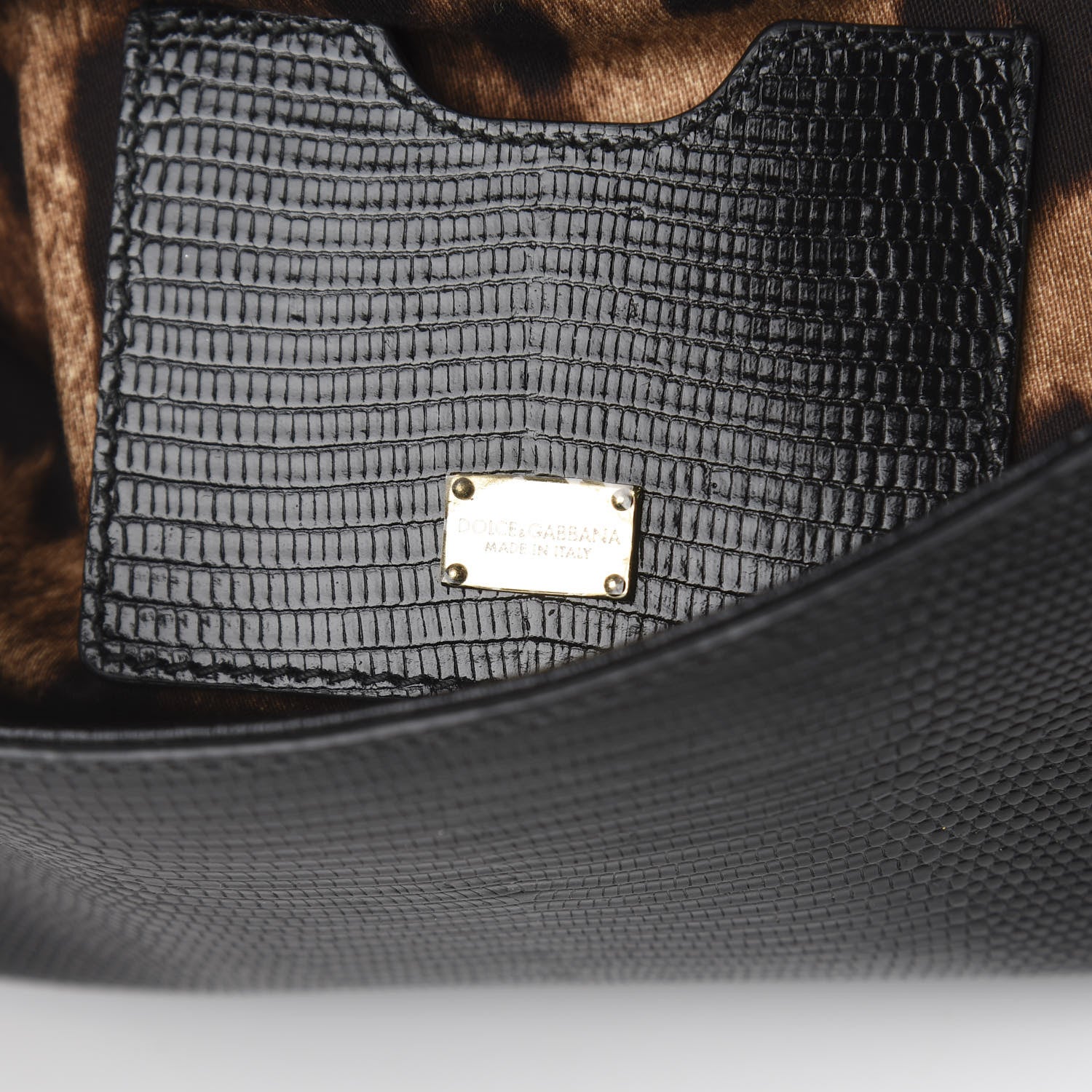Dolce & Gabbana Iguana Embossed Calfskin Small Miss Sicily Chain Satchel Black 7 of 11