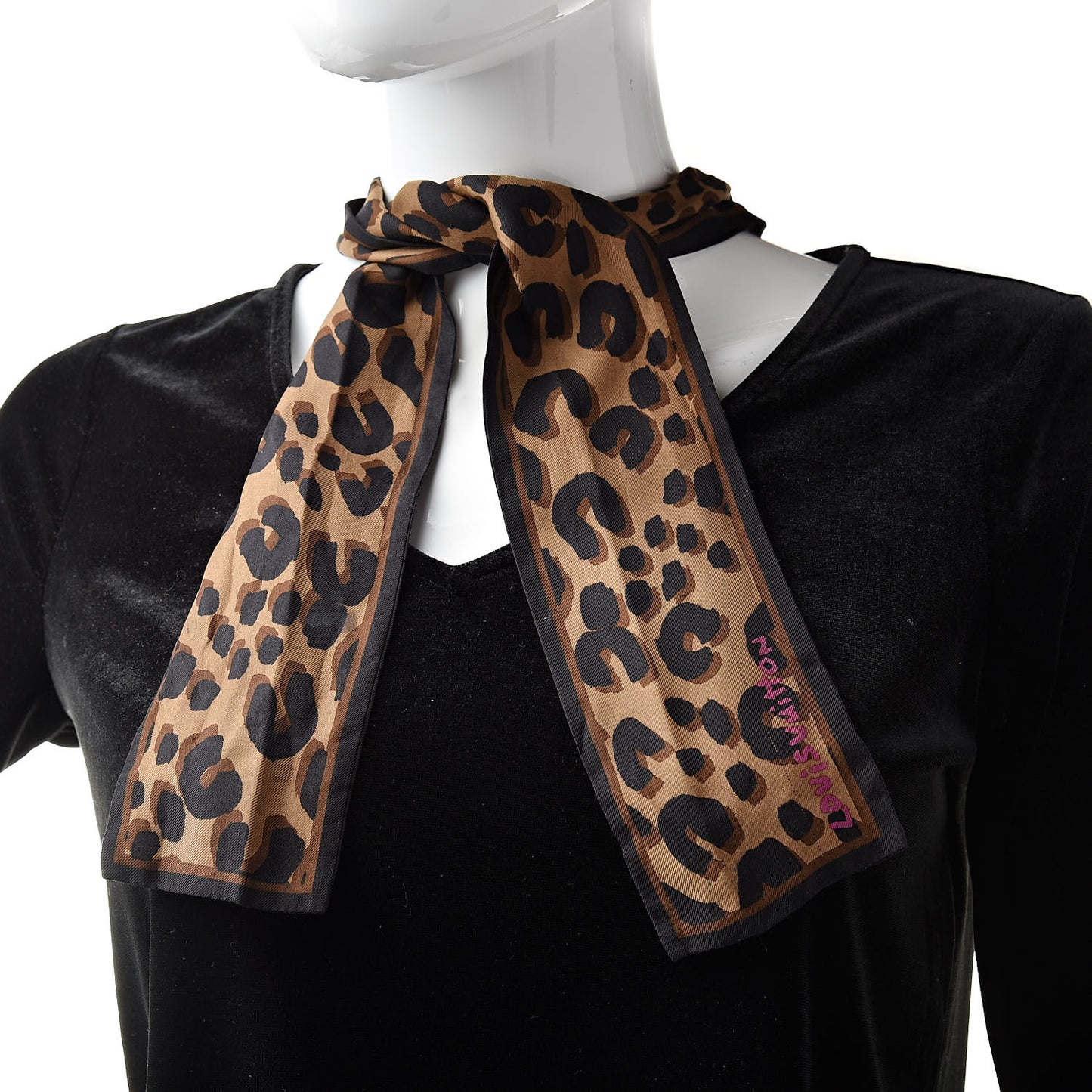 Silk Leopard Bandeau Scarf Marron