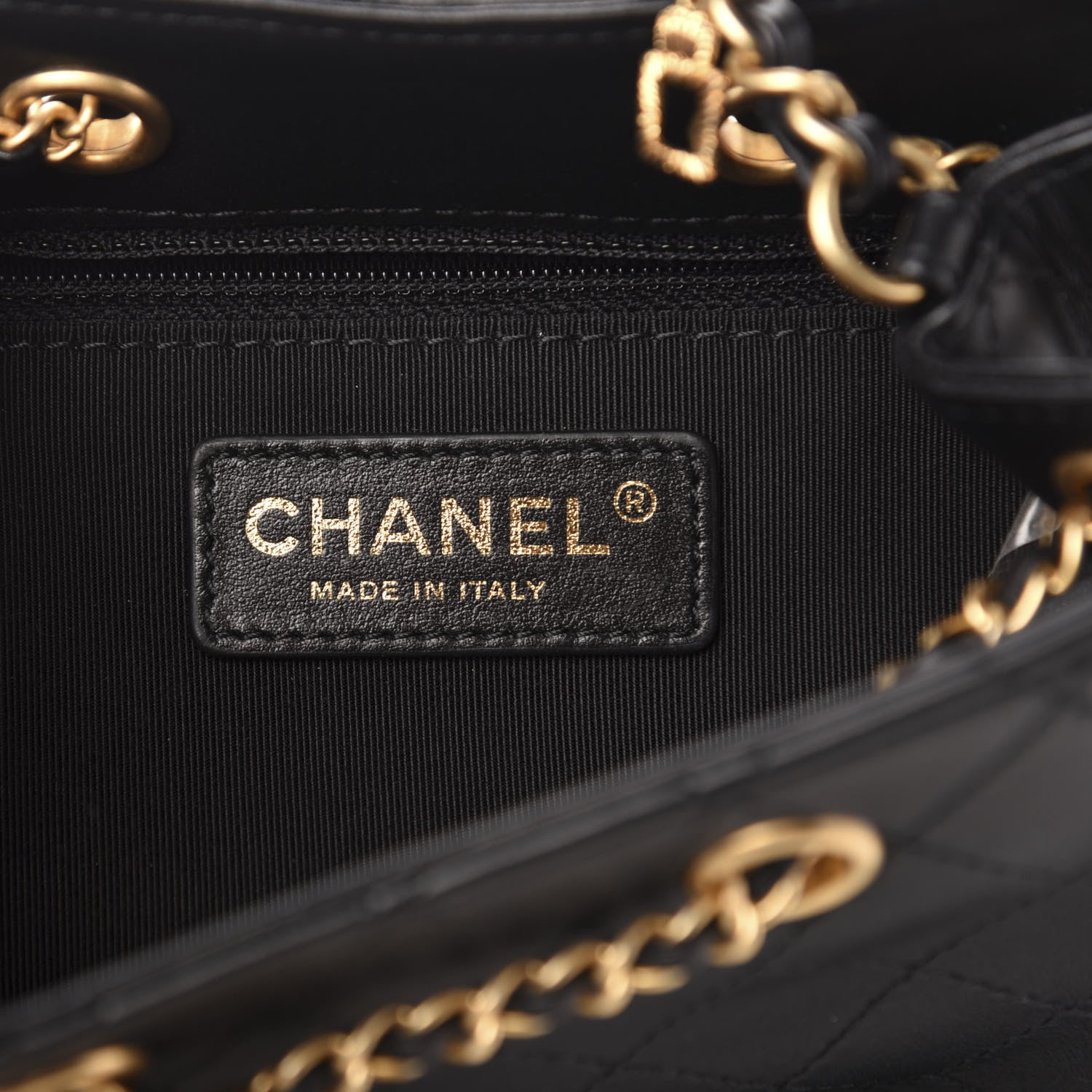 Chanel Calfskin Stitched Small Egyptian Amulet Drawstring Bag Black 6 of 11