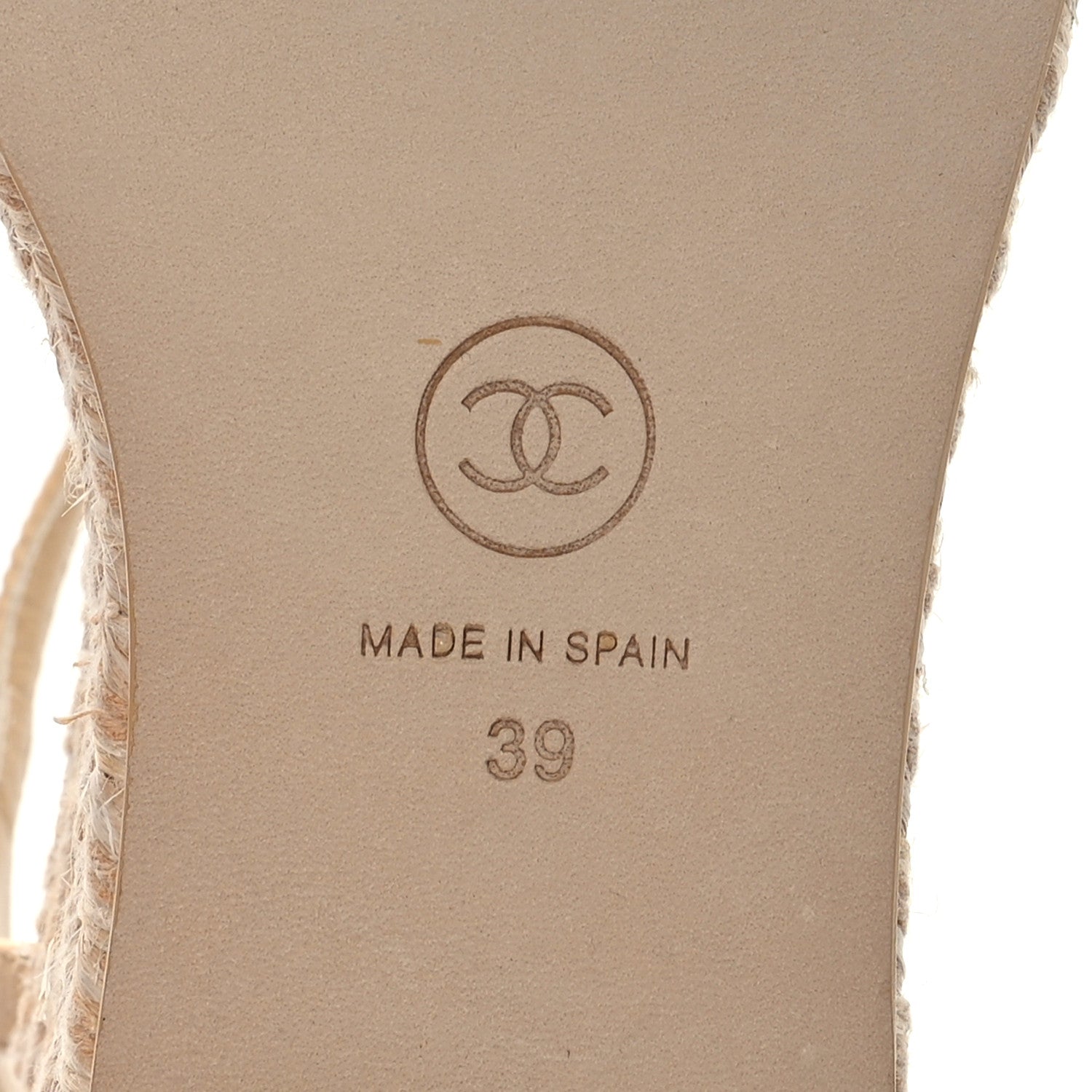 Chanel Lambskin Grosgrain CC Espadrilles Wedges 39 Beige Black 8 of 8