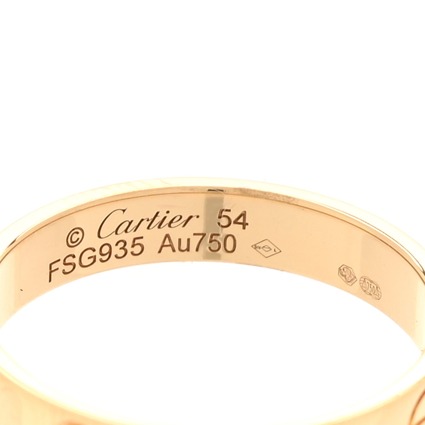 18K Yellow Gold 3.5mm LOVE Wedding Band Ring 54 7