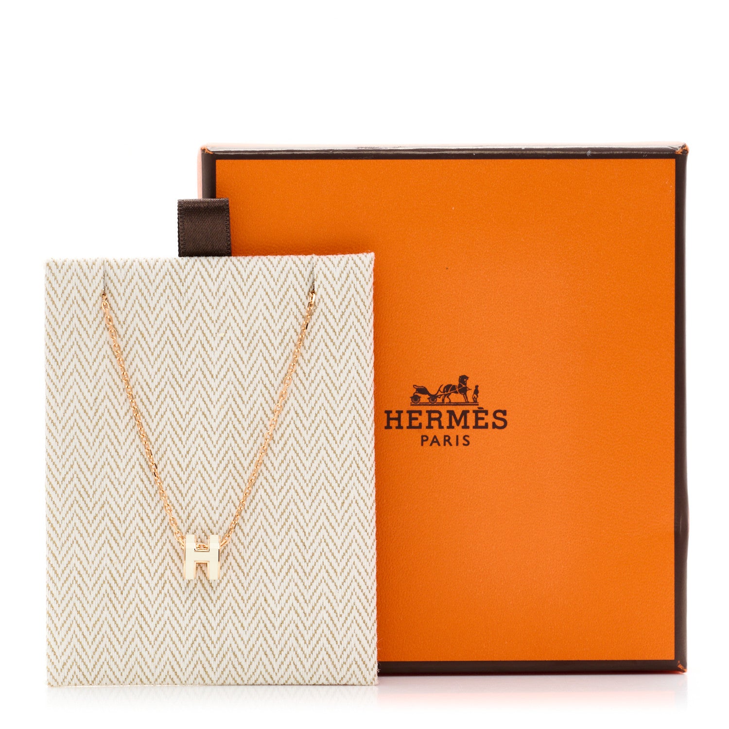 Hermes Lacquered Rose Gold Mini Pop H Pendant Necklace White 7 of 7