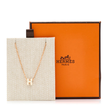 Hermes Lacquered Rose Gold Mini Pop H Pendant Necklace White 7 of 7