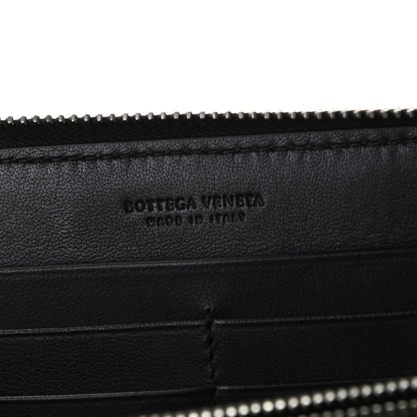 Goatskin Intrecciato Zip Around Wallet Black