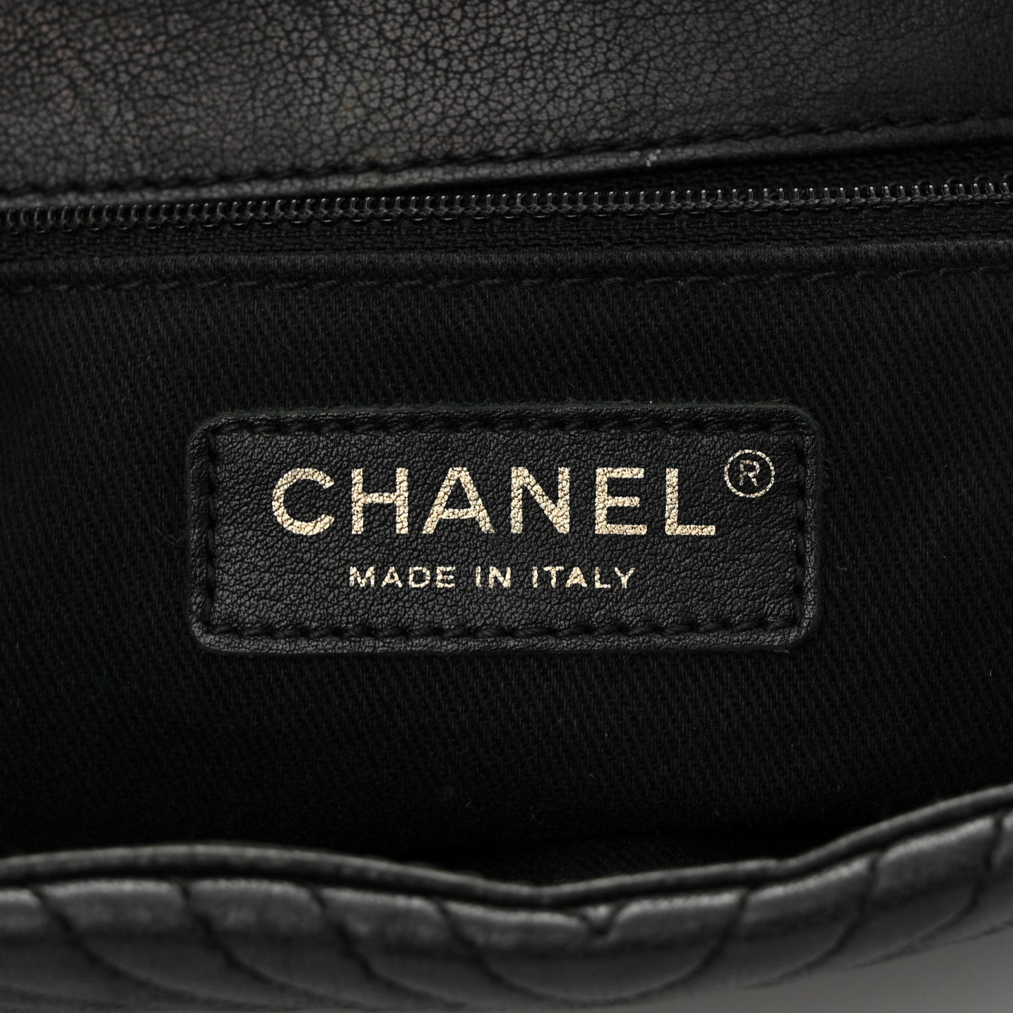 Calfskin Chevron Quilted Medium Surpique Flap Black