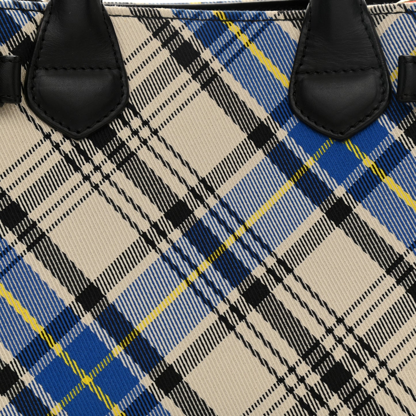 Tartan Mix Small Banner Tote Blue White