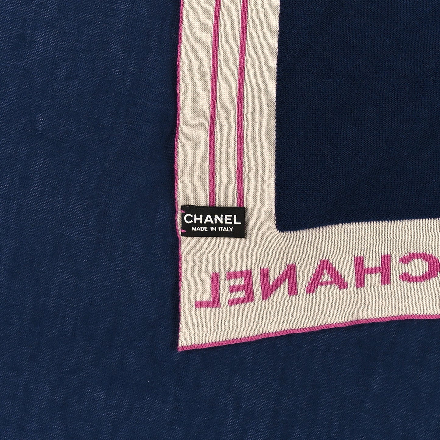 Cashmere Silk Cotton Knit CC Scarf Blue Pink White
