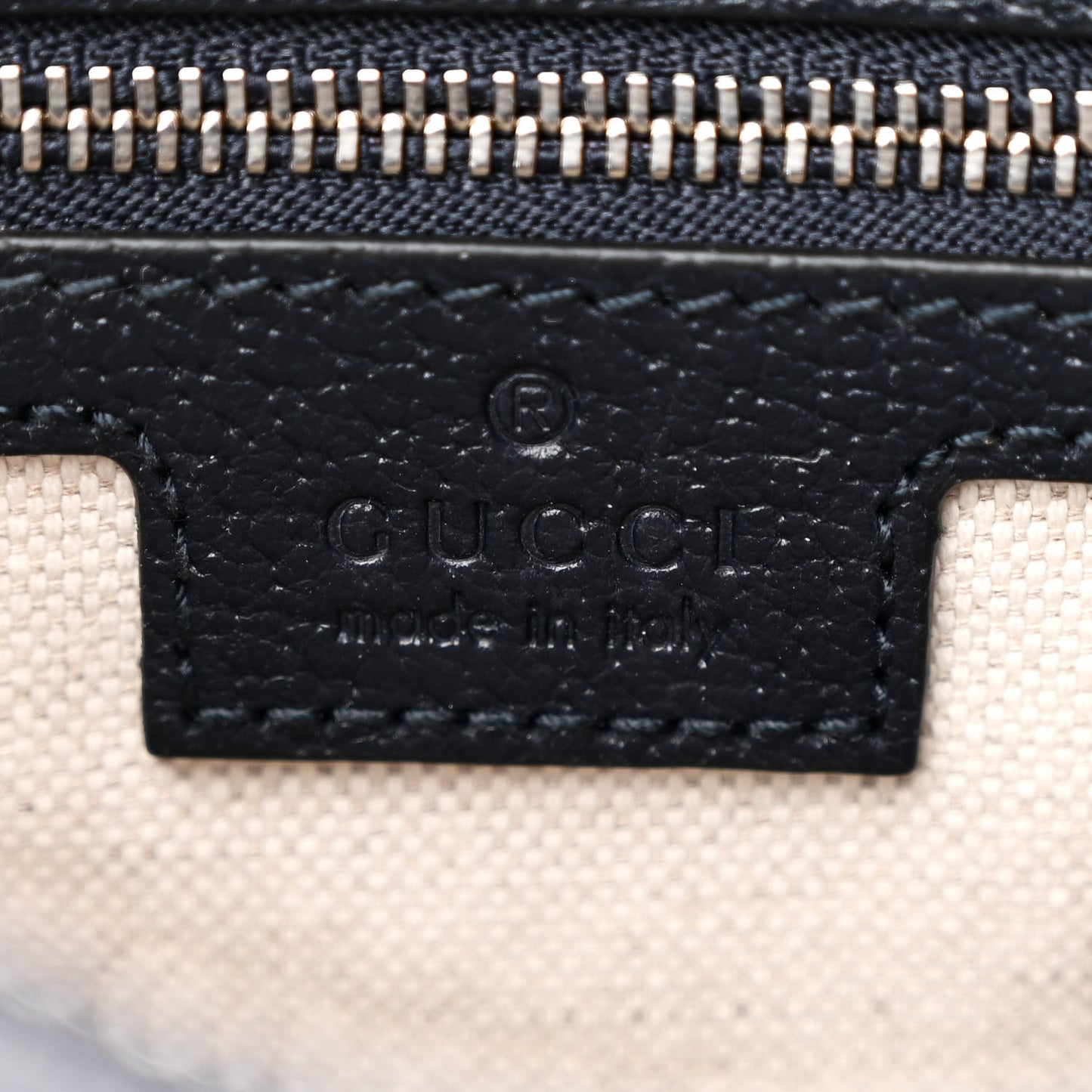 GG Supreme Monogram Textured Calfskin Web Large Attache Shoulder Bag Beige Blue