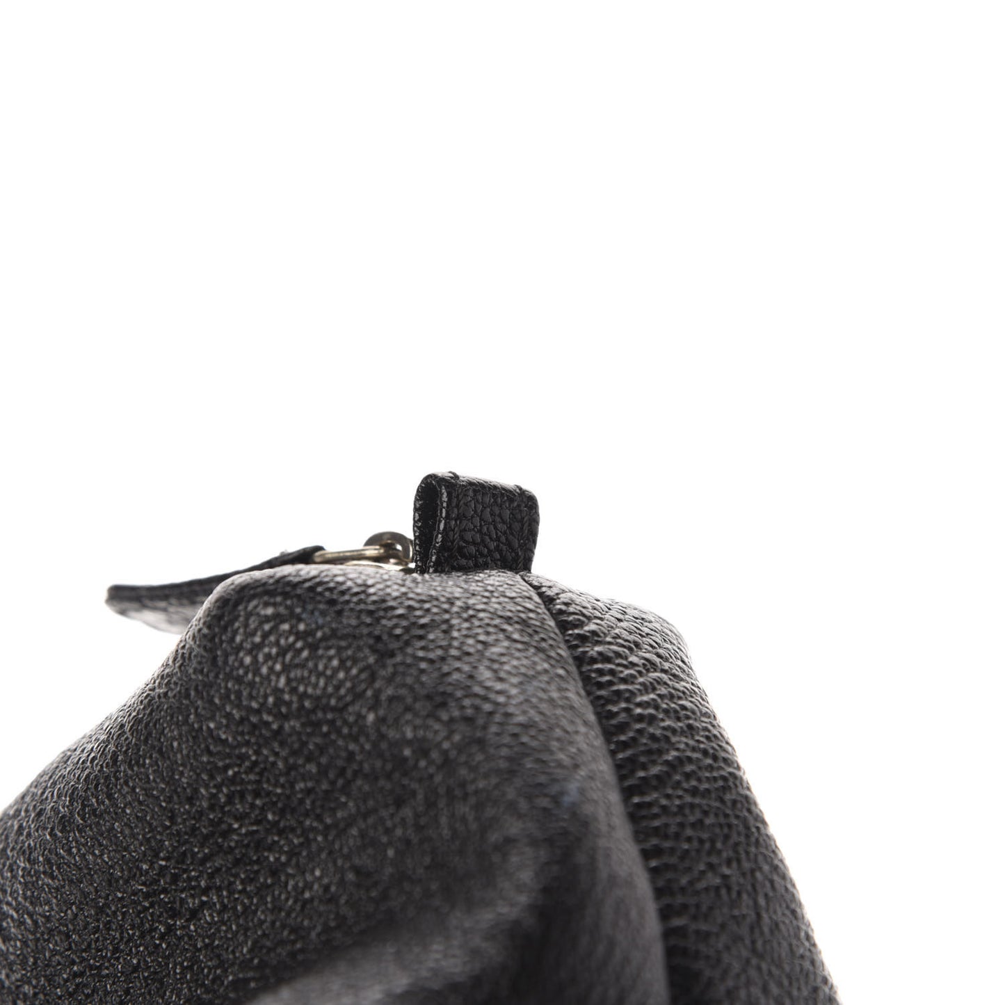 Grained Calfskin Logo Cosmetic Case Black