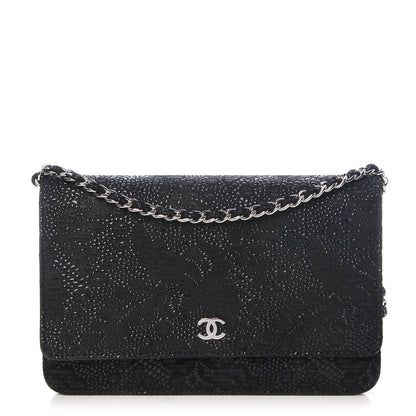 Chanel Suede Wallet on Chain WOC Black 1 of 8