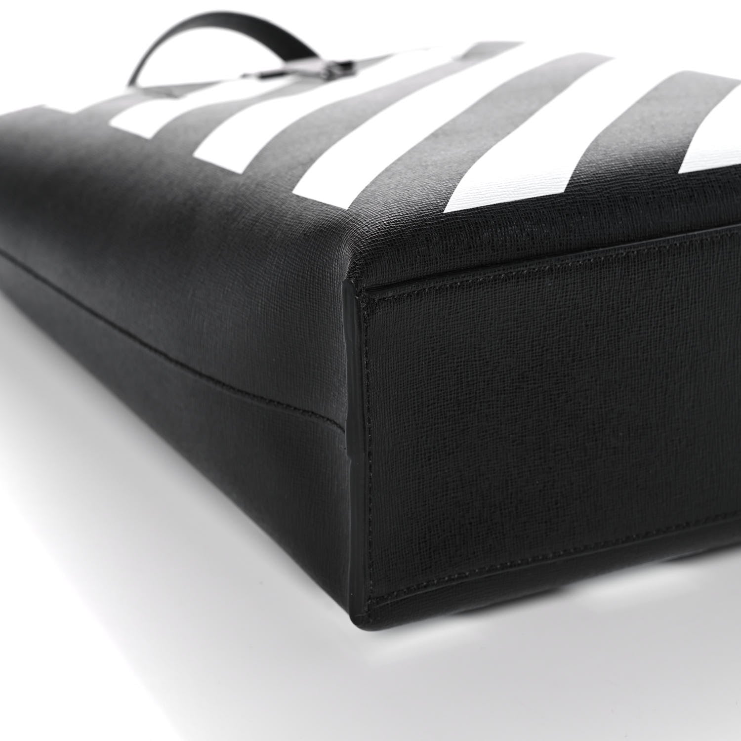 Off-White Saffiano Striped Diag Binder Crossbody Black White 6 of 7