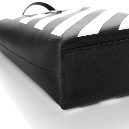 Off-White Saffiano Striped Diag Binder Crossbody Black White 6 of 7