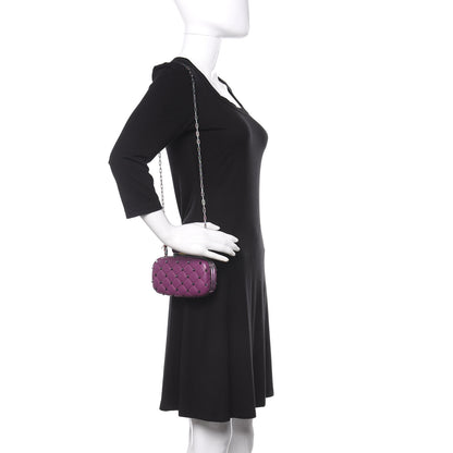 Valentino Garavani Lambskin Oil Slick Rockstud Spike Minaudiere Clutch Lilla 2 of 12