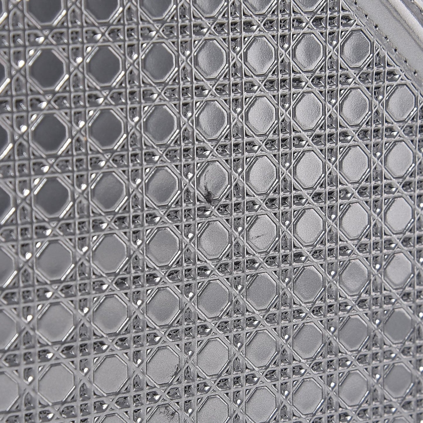 Metallic Patent Micro-Cannage Medium Diorama Flap Bag Silver