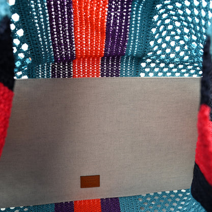 Gucci Raffia Web Woven Interlocking G Tote Blue Multicolor 5 of 10