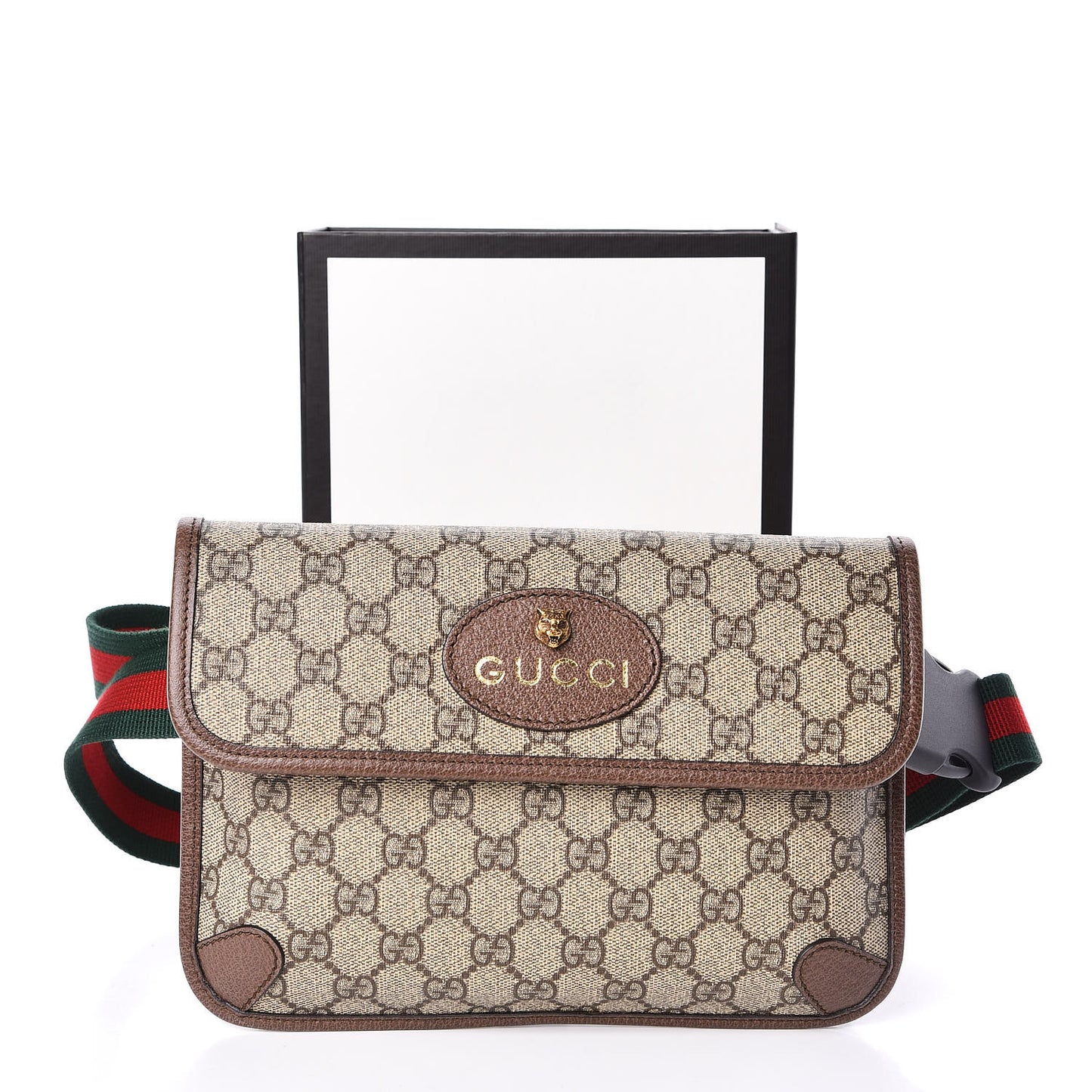 GG Supreme Monogram Neo Vintage Web Belt Bag Brown