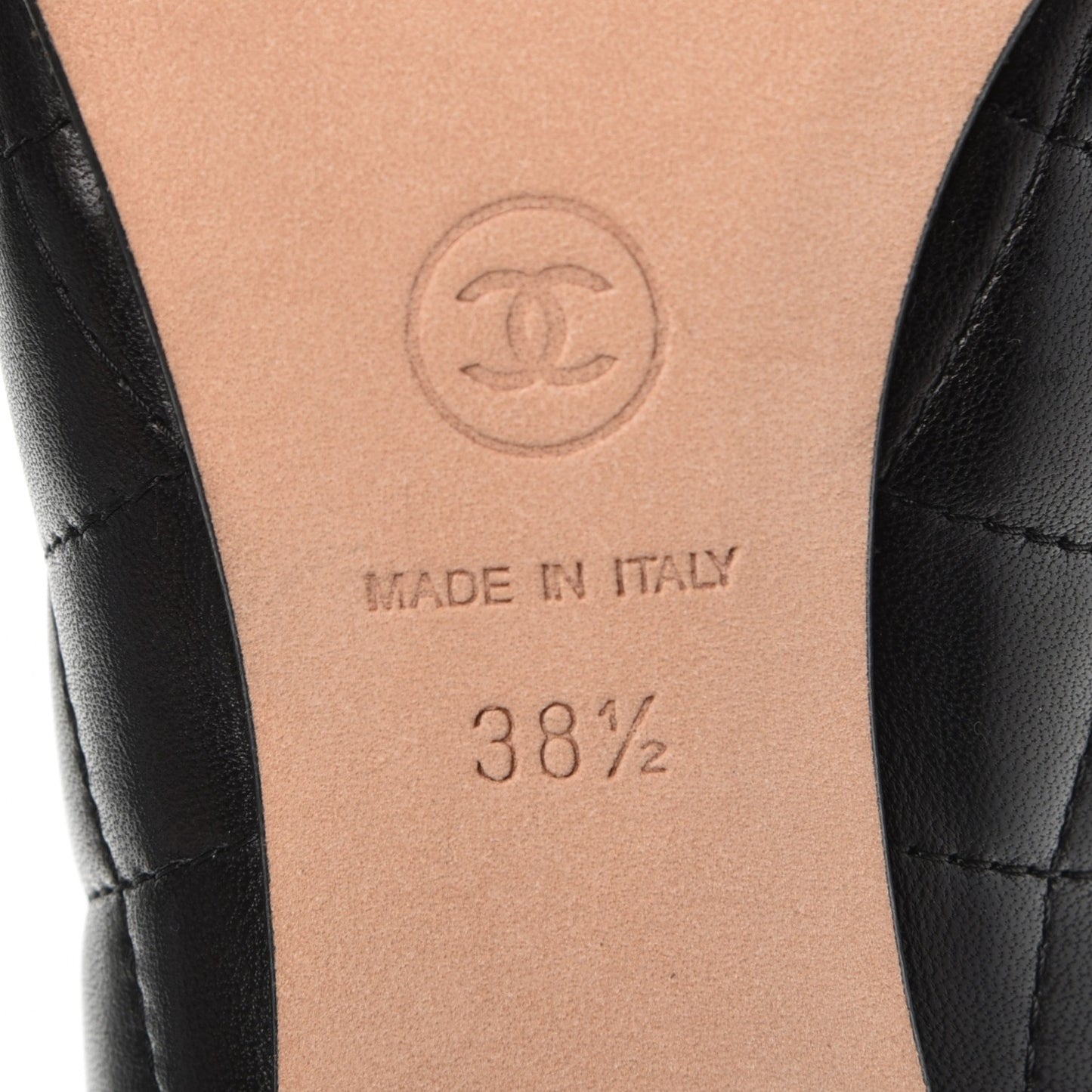 Lambskin Quilted CC Cap Toe Boots 38.5 Black