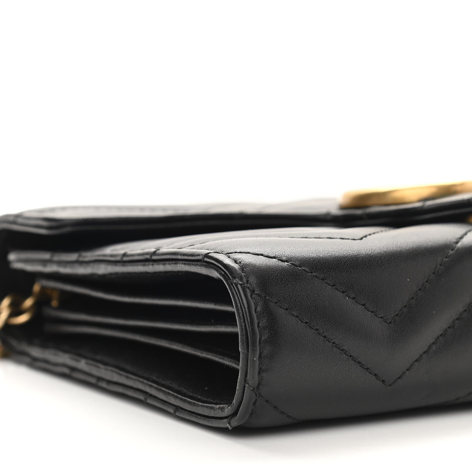Gucci Calfskin Matelasse GG Marmont Chain Wallet Black 9 of 11