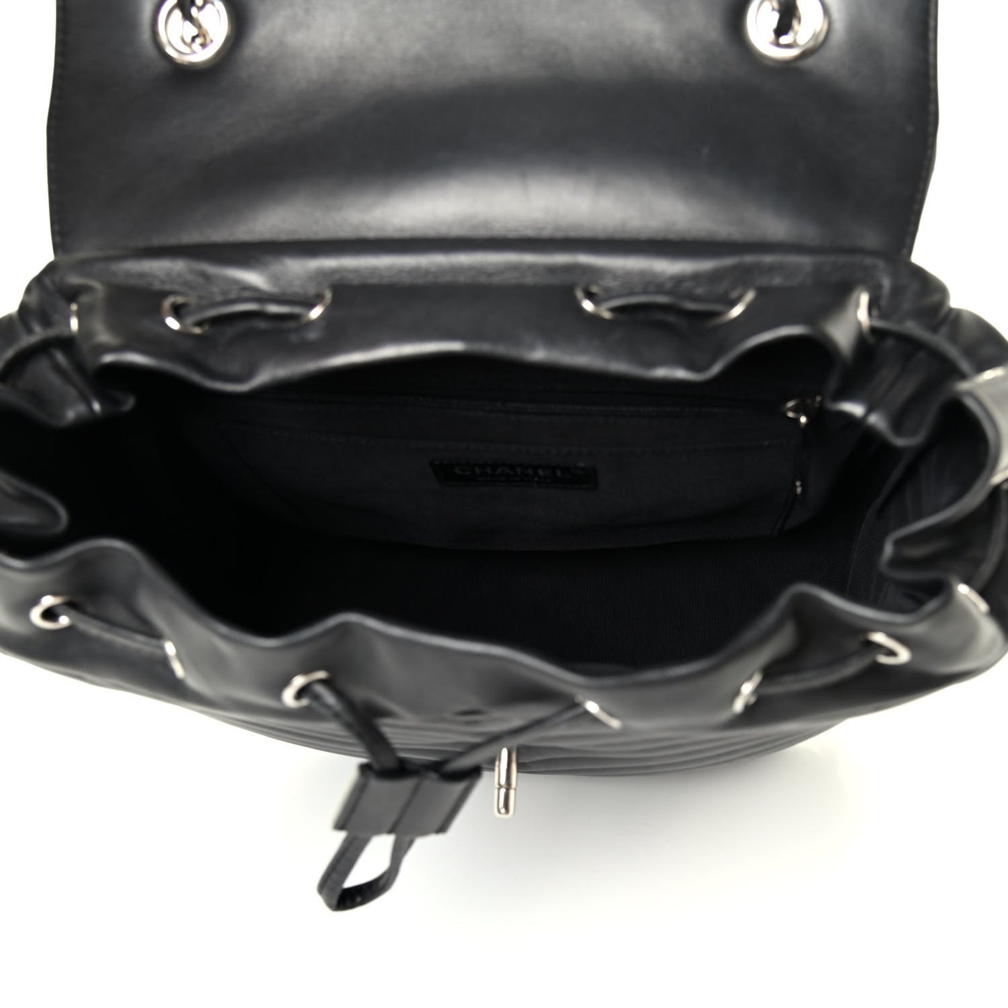 Calfskin Chevron Quilted Large Urban Spirit Backpack Black