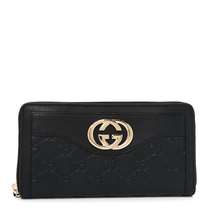 Gucci Guccissima Signature Sukey Zip Around Wallet Black 1 of 8