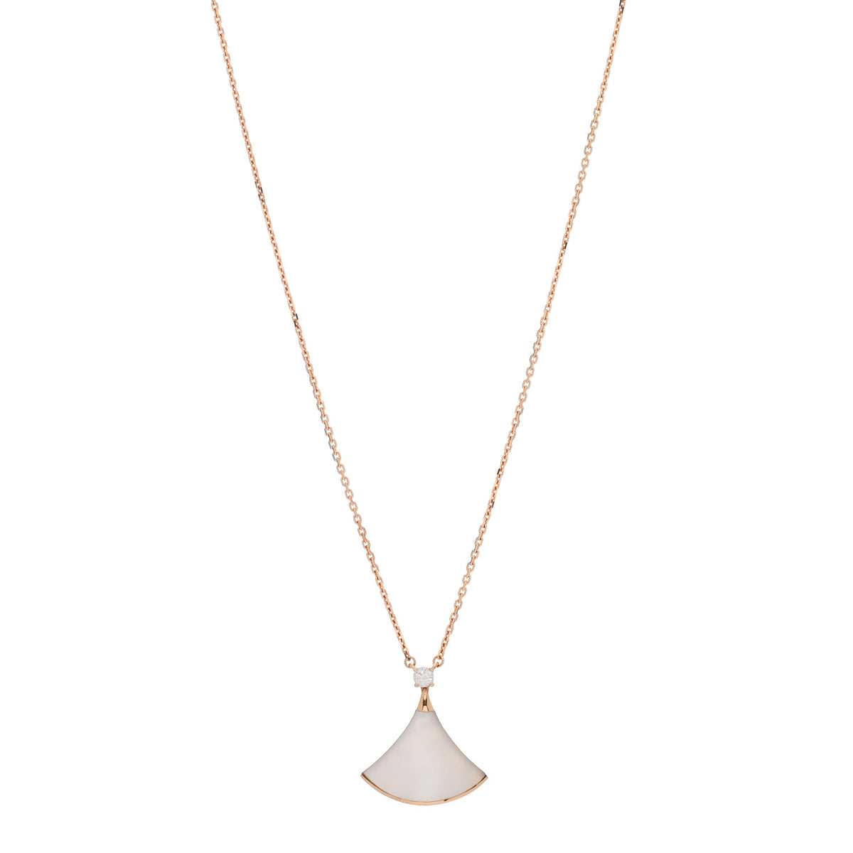 18K Rose Gold Diamond Mother of Pearl Divas' Dream Pendant Necklace