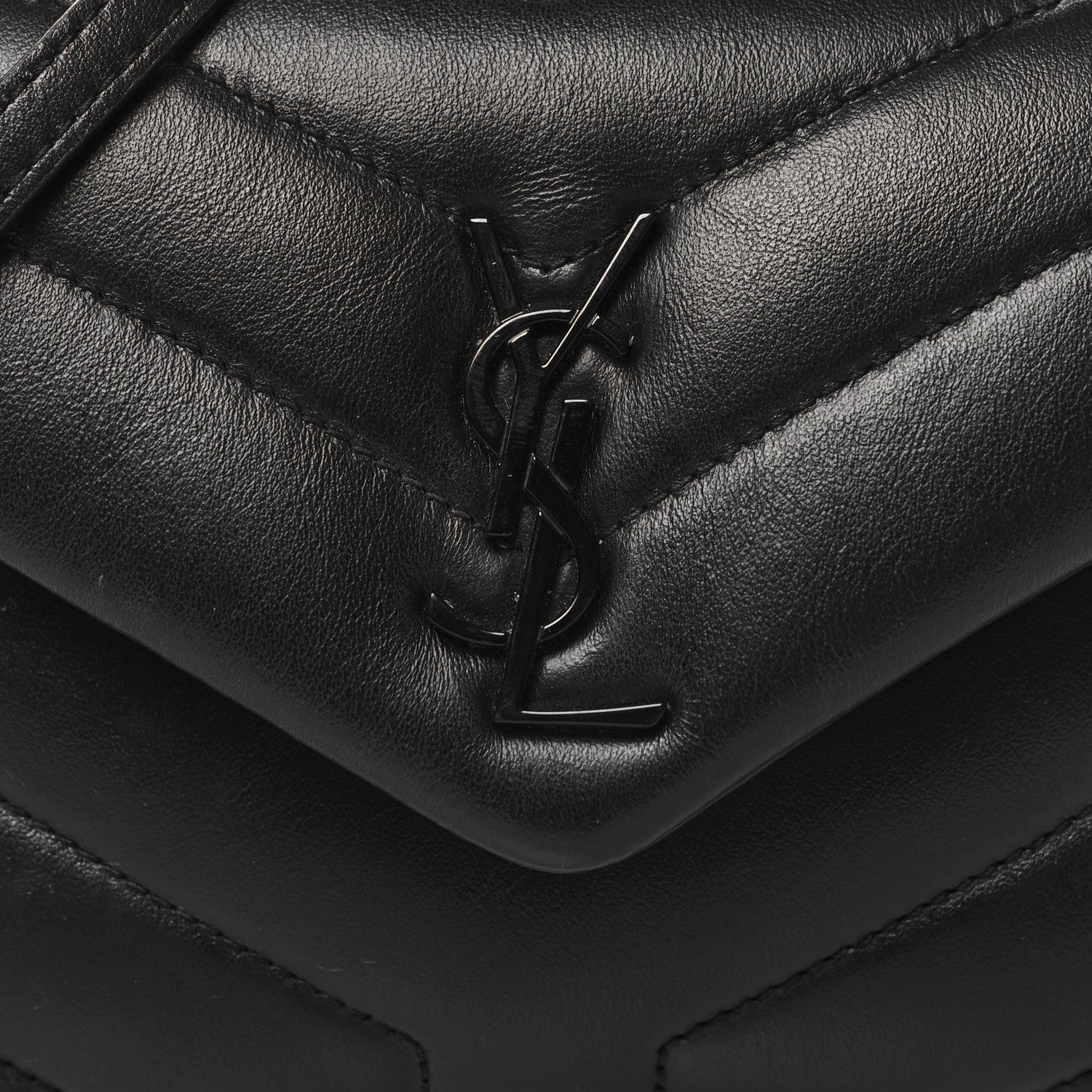 Saint Laurent Calfskin Y Quilted Monogram Monochrome Toy Loulou Crossbody Bag Black 8 of 12