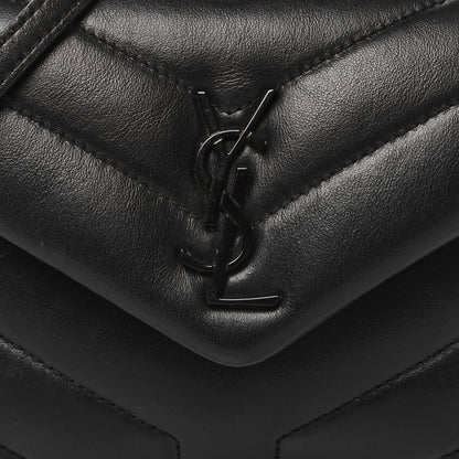 Saint Laurent Calfskin Y Quilted Monogram Monochrome Toy Loulou Crossbody Bag Black 8 of 12