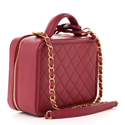 Chanel Caviar Quilted Medium CC Filigree Vanity Case Red 3 of 11