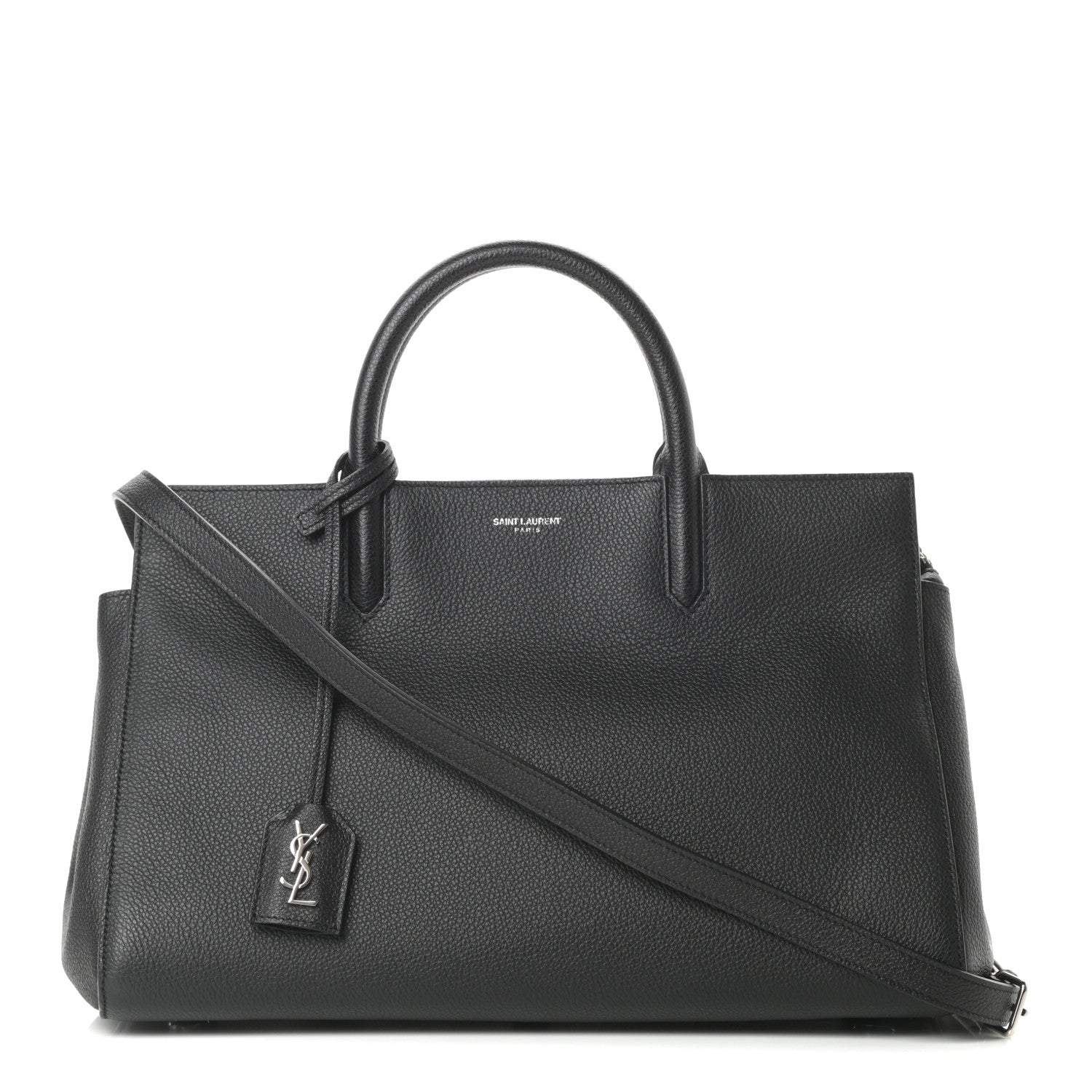 Saint Laurent Grained Calfskin Small Cabas Rive Gauche Black 1 of 11