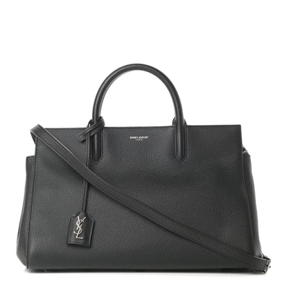 Saint Laurent Grained Calfskin Small Cabas Rive Gauche Black 1 of 11